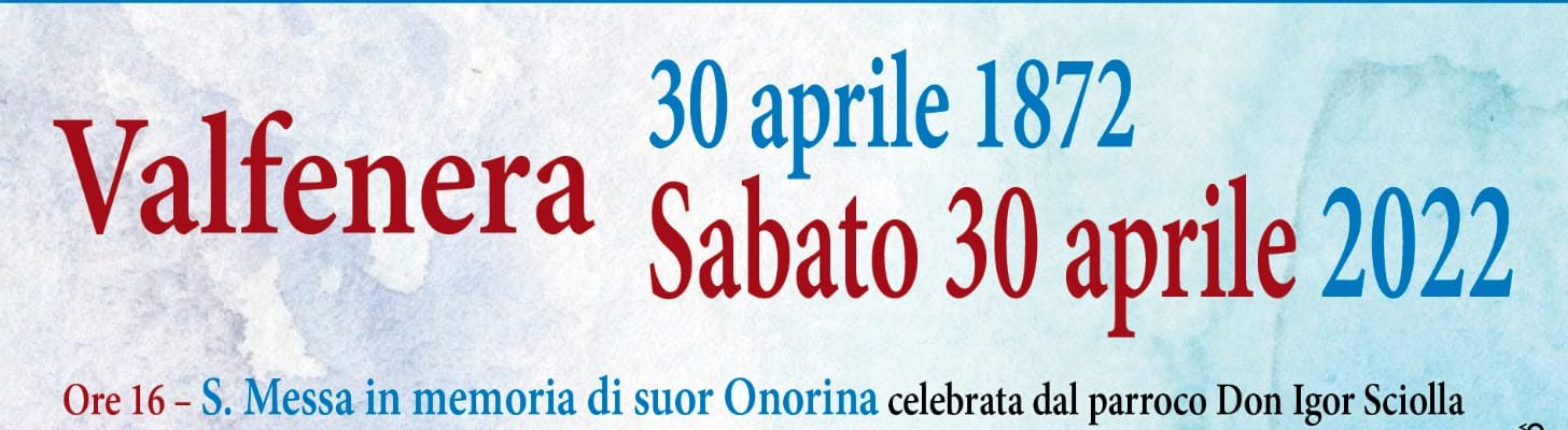 150° ANNIVERSARIO NASCITA DI SR ONORINA LANFRANCO